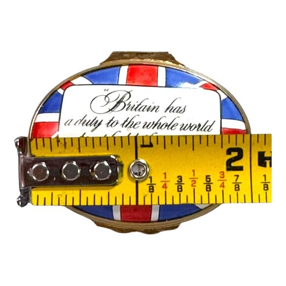 Halcyon Days Enamel Box Union Jack & Margaret Thatcher Quote 1982 Atlantic Fund - Picture 5 of 9